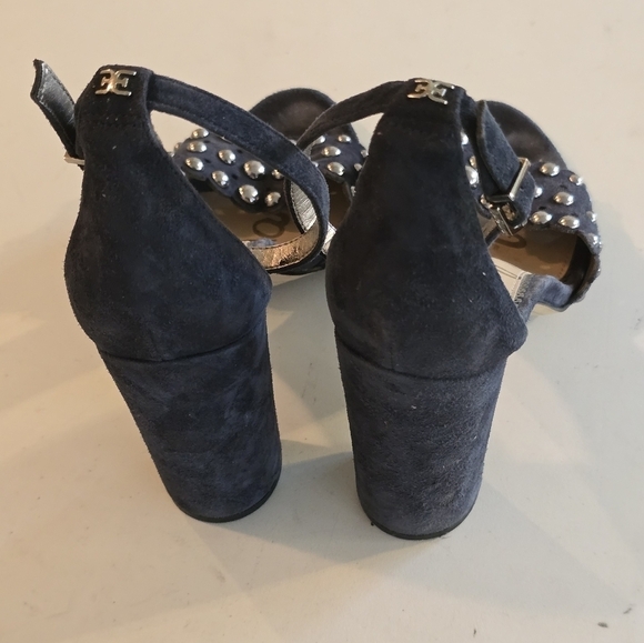 Anthropolo Sam Edelman Strap Heel Women Yaria Blue Leather Studded Ankle… - Picture 7 of 16